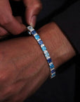 Bracelet de tennis en moissanite et pierres bleu océan