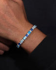 Bracelet de tennis en moissanite et pierres bleu océan