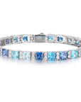 Bracelet de tennis en moissanite et pierres bleu océan