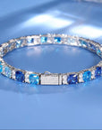 Moissanite Ocean Blue Stones Tennis Bracelet